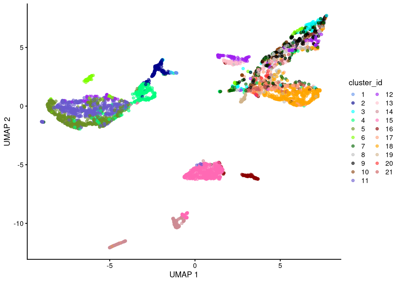 UMAP plot based on raw counts